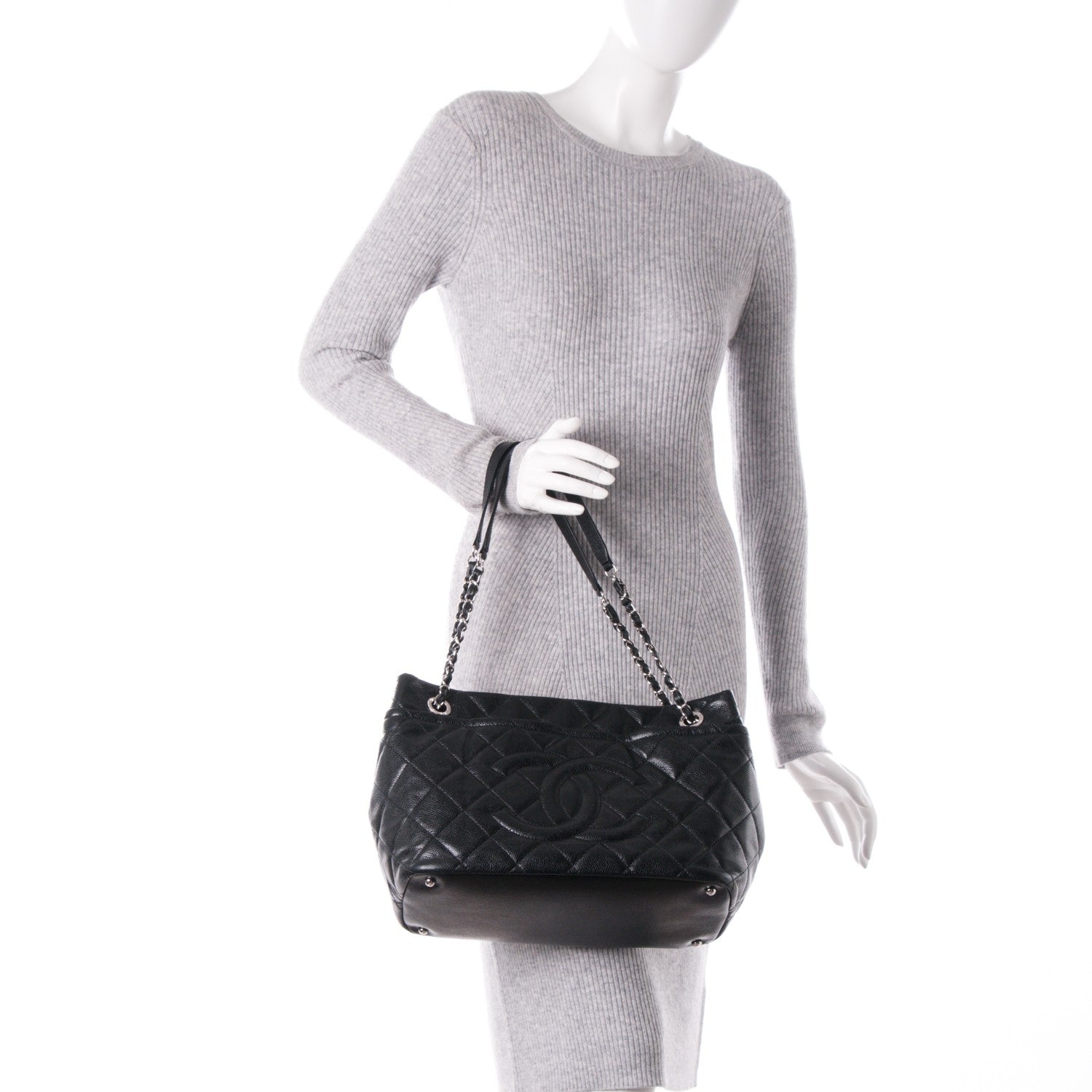 Chanel Caviar Quilted Timeless CC Soft Tote Black 2 of 7