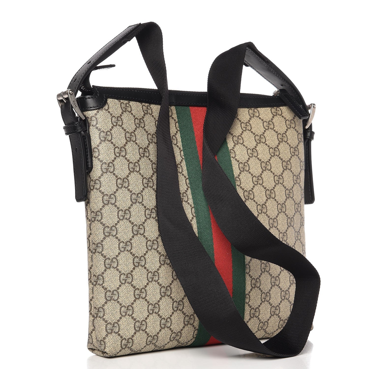 Gucci GG Supreme Monogram Web Messenger Bag Black 3 of 8