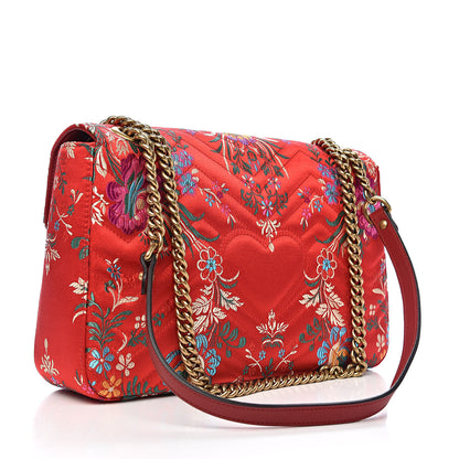 Gucci Jacquard Matelasse Floral Medium GG Marmont Shoulder Bag Red 3 of 10