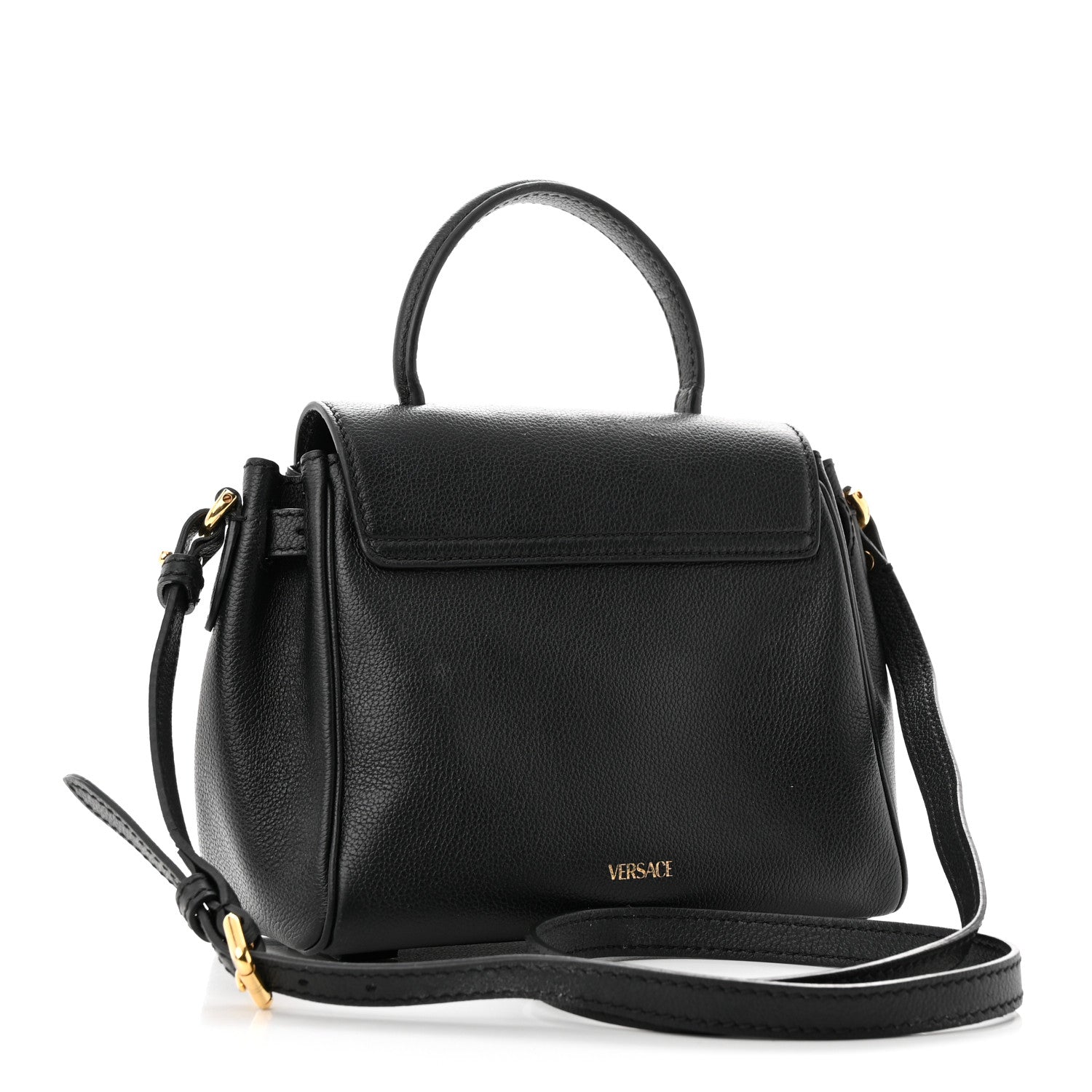 Versace Grained Calfskin Small La Medusa Top Handle Bag Black 3 of 10