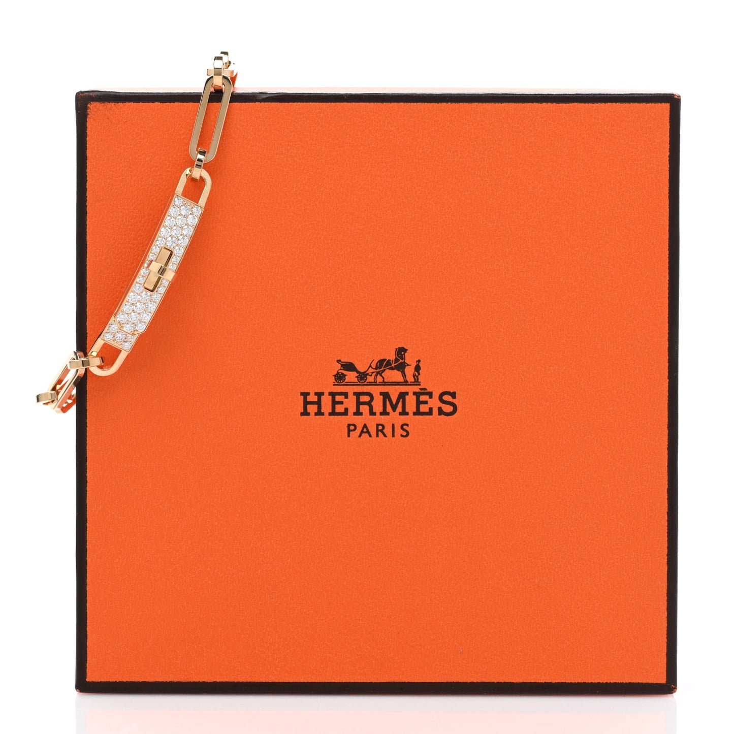 18K Yellow Gold Diamond Pave PM Kelly Chaine Bracelet SH