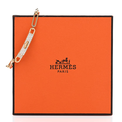 Hermes 18K Yellow Gold Diamond Pave PM Kelly Chaine Bracelet SH 4 of 4
