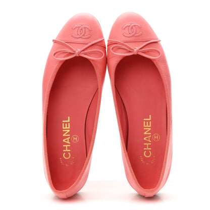 Chanel Goatskin Cap Toe CC Ballerina Flats 36.5 Pink 2 of 9