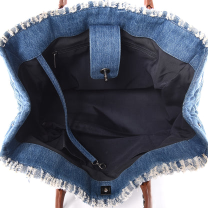 Chanel Denim Fringe Large Shopping Tote Blue 7 of 11