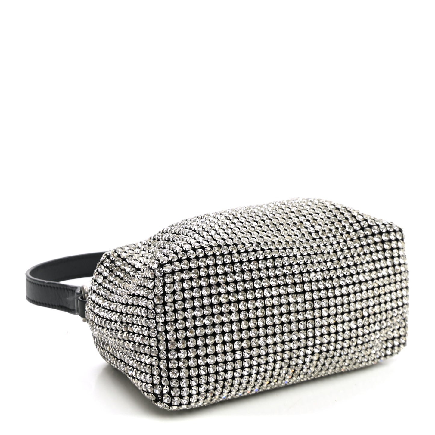 Mesh Crystal Rhinestone Mini Heiress Pouch Black Silver