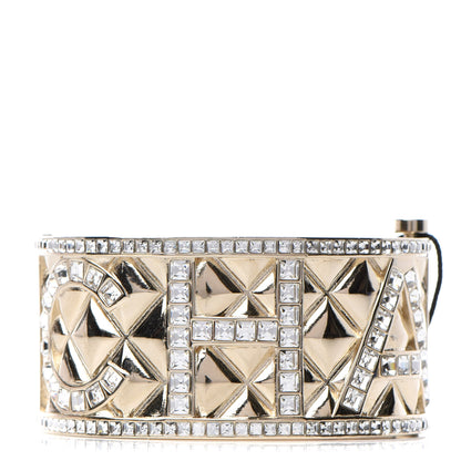 Chanel Crystal Logo Cuff Bracelet Gold 1 of 5