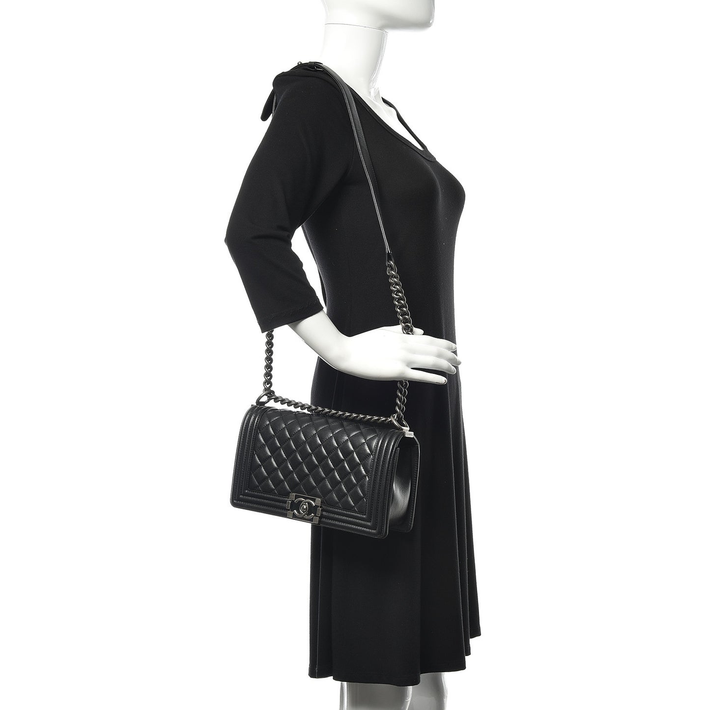 Lambskin Quilted Medium Boy Flap Black