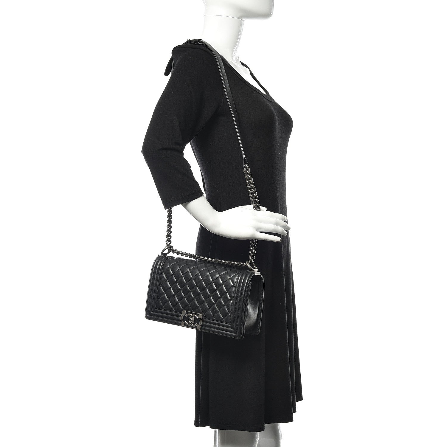 Chanel Lambskin Quilted Medium Boy Flap Black 2 of 10