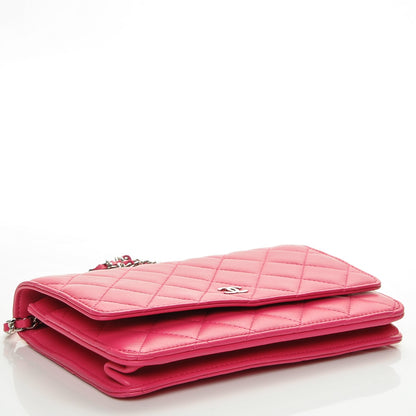 Chanel Lambskin Quilted Wallet On Chain WOC Dark Pink 4 of 8