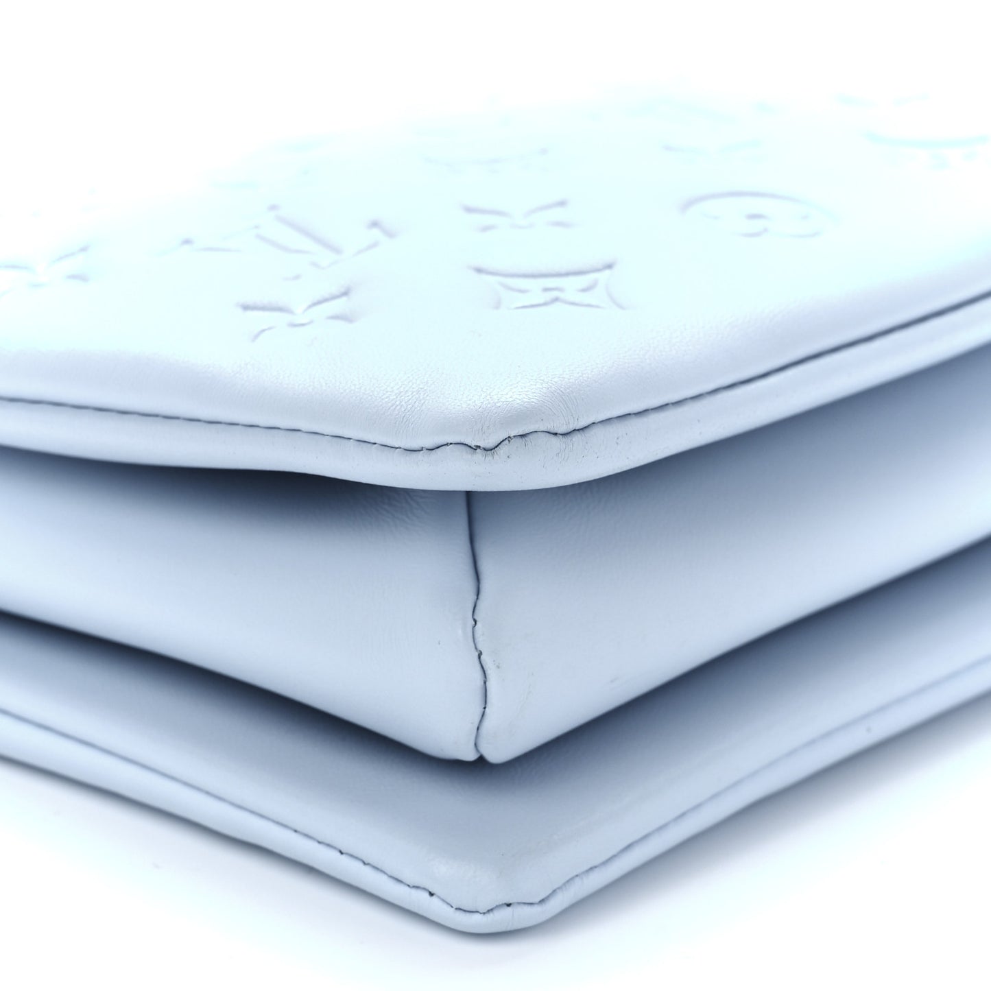 Lambskin Embossed Monogram Coussin PM Ice Blue