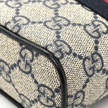 Gucci GG Supreme Monogram Textured Calfskin Web Mini Ophidia Messenger Beige Blue 12 of 14