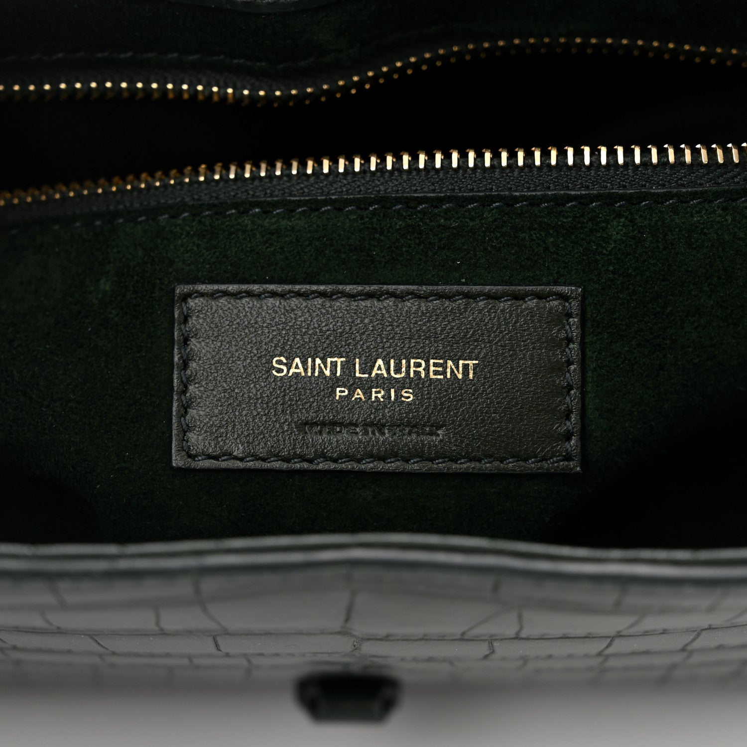Saint Laurent Calfskin Crocodile Embossed LE 5 A 7 Hobo Vert Fonce 6 of 10