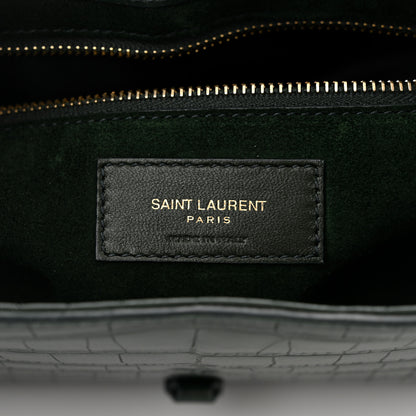 Saint Laurent Calfskin Crocodile Embossed LE 5 A 7 Hobo Vert Fonce 6 of 10