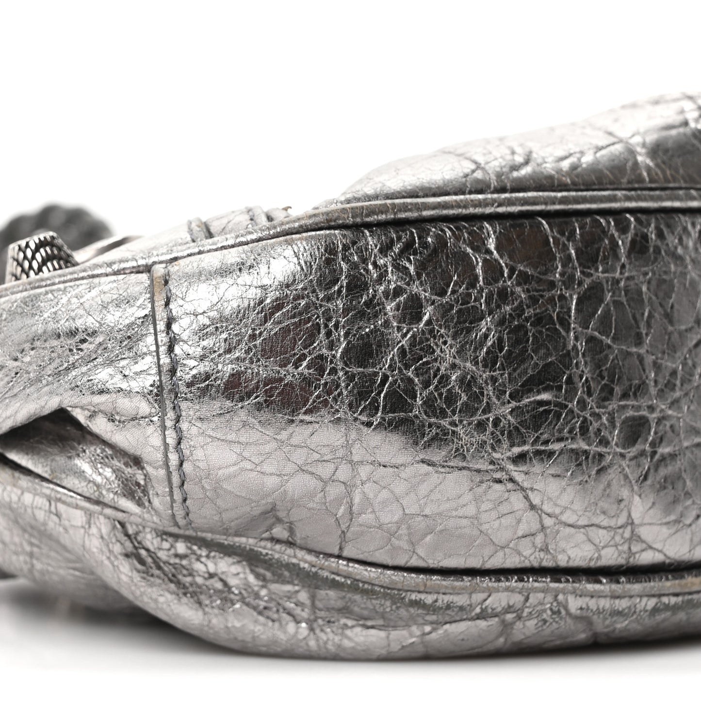 Metallic Agneau Arena Le Cagole Shoulder Bag XS Silver