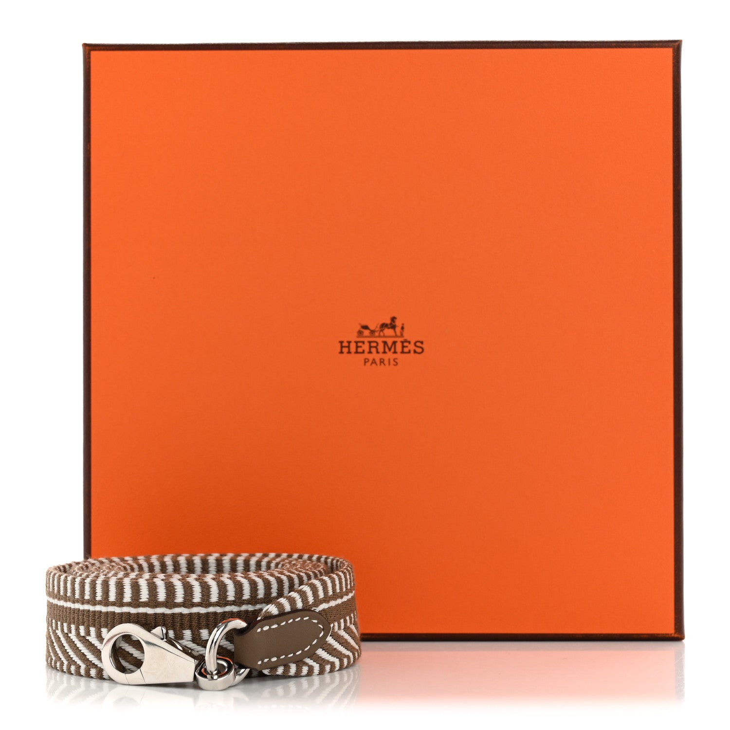 Hermes Toile Swift 25mm Sangle Cavale Shoulder Strap Gris Pale