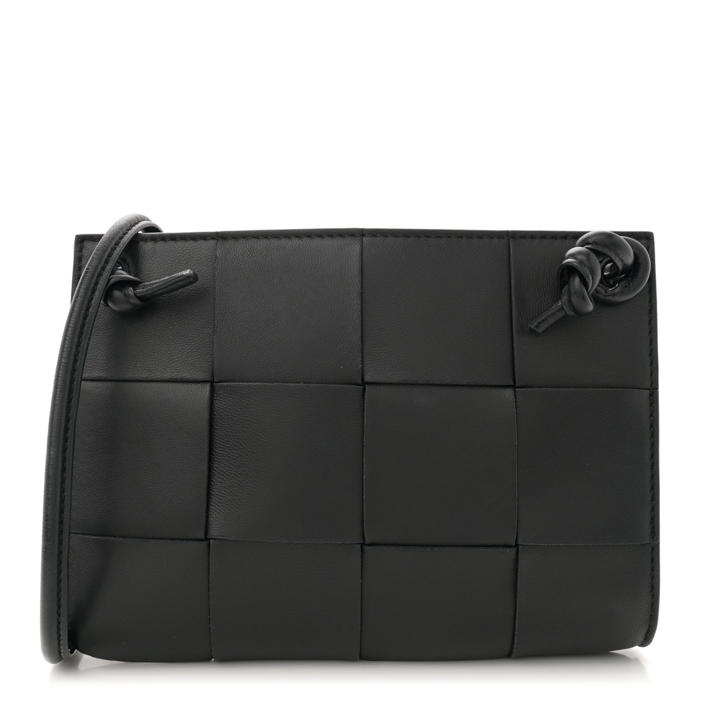 Lambskin Maxi Intrecciato Mini Cassette Crossbody Pouch Black