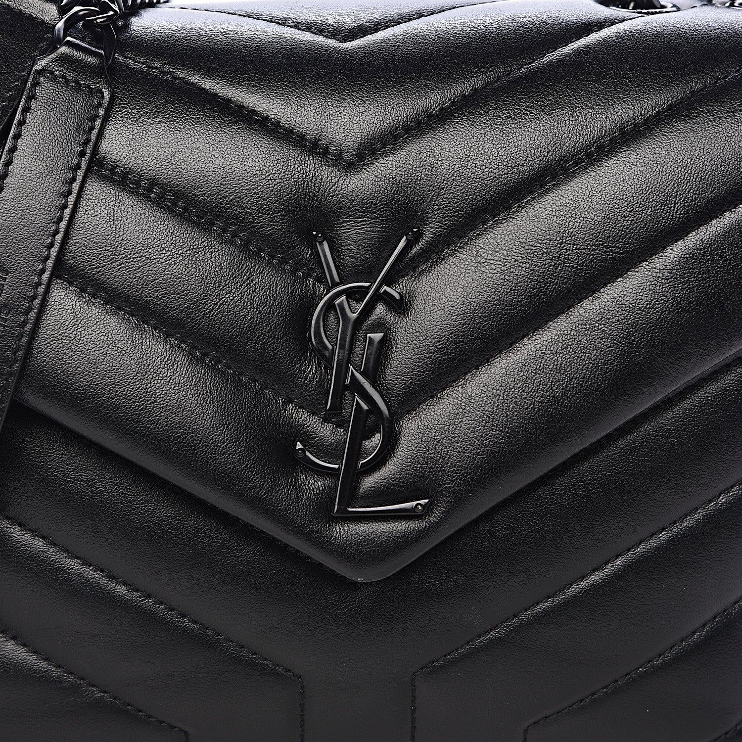 Saint Laurent Calfskin Y Quilted Monogram Small Loulou Chain Satchel Black 8 of 10