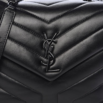 Saint Laurent Calfskin Y Quilted Monogram Small Loulou Chain Satchel Black 8 of 10