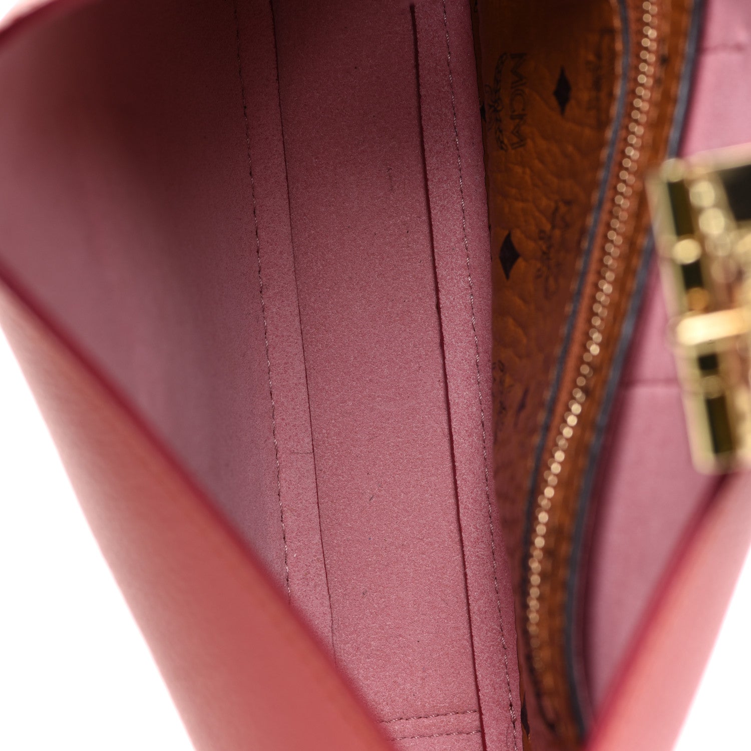 MCM Calfskin Studded Shoulder Bag Pink 5 of 12