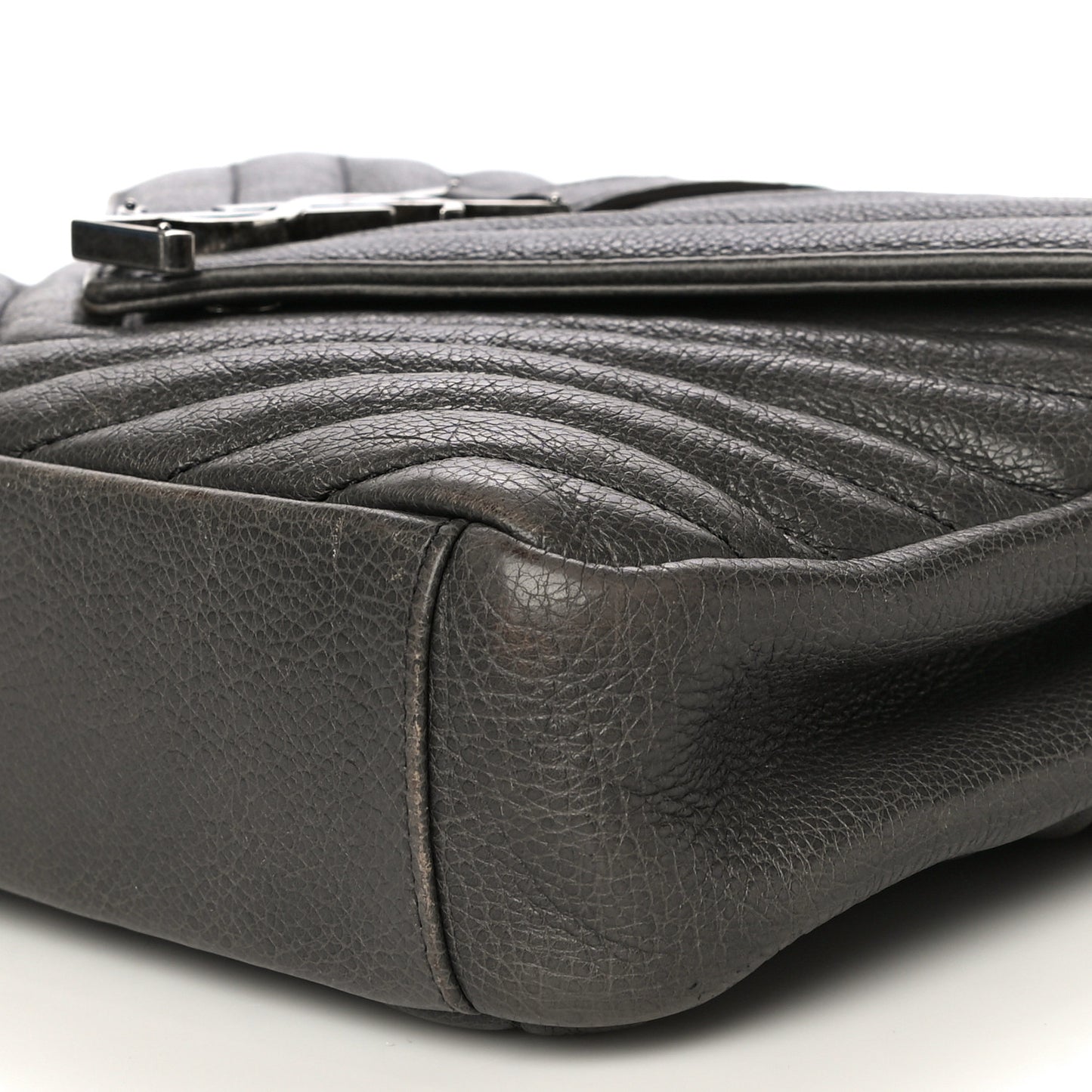 Grained Calfskin Matelasse Chevron Monogram Medium College Bag Grey