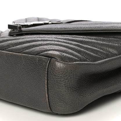 Saint Laurent Grained Calfskin Matelasse Chevron Monogram Medium College Bag Grey 7 of 18
