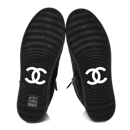 Chanel Toile Suede Calfskin CC High Top Sneakers 37 Black 5 of 8