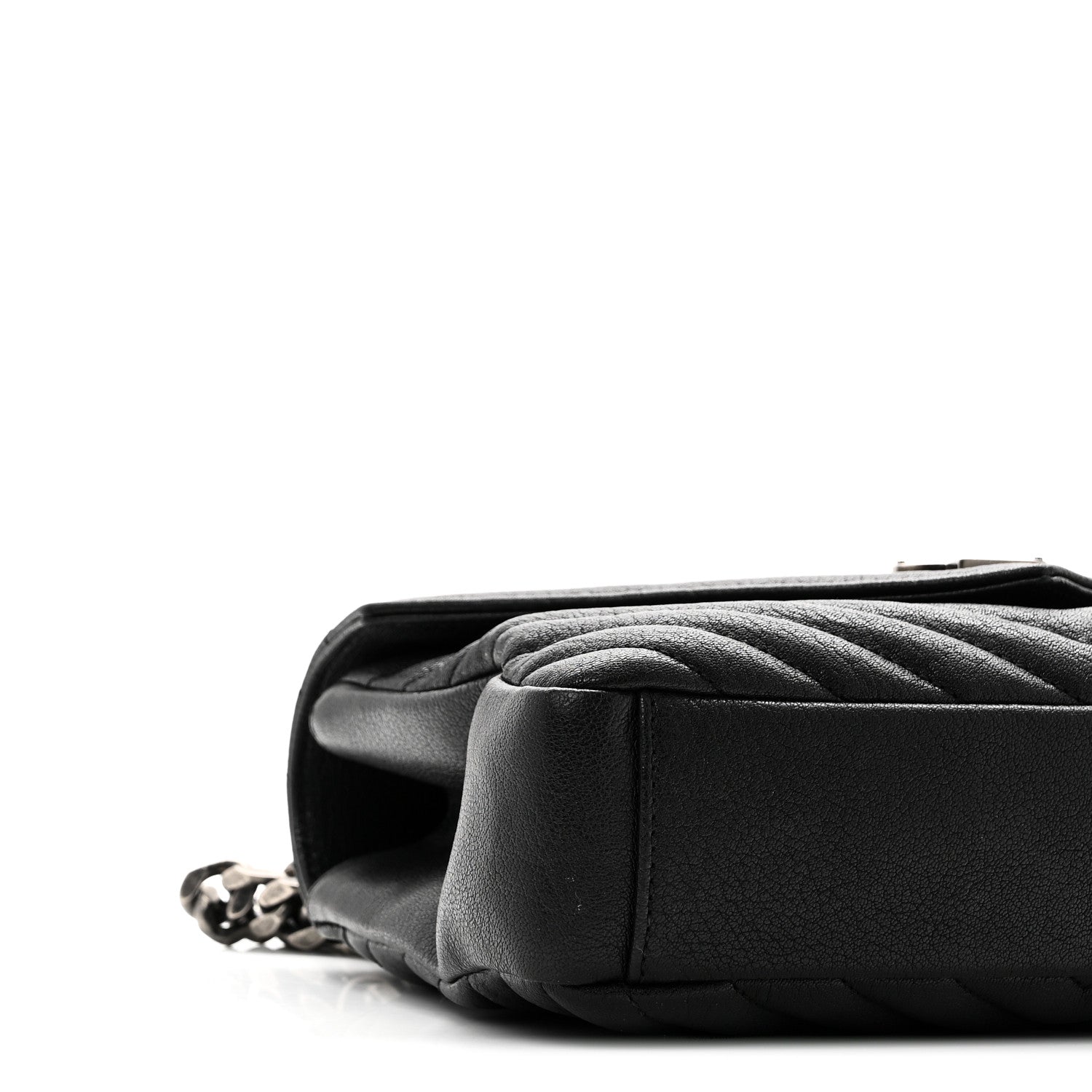 Saint Laurent Sheepskin Matelasse Chevron Monogram Medium College Bag Black 9 of 10