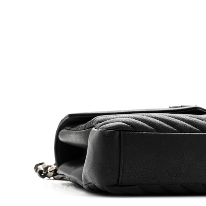 Saint Laurent Sheepskin Matelasse Chevron Monogram Medium College Bag Black 9 of 10