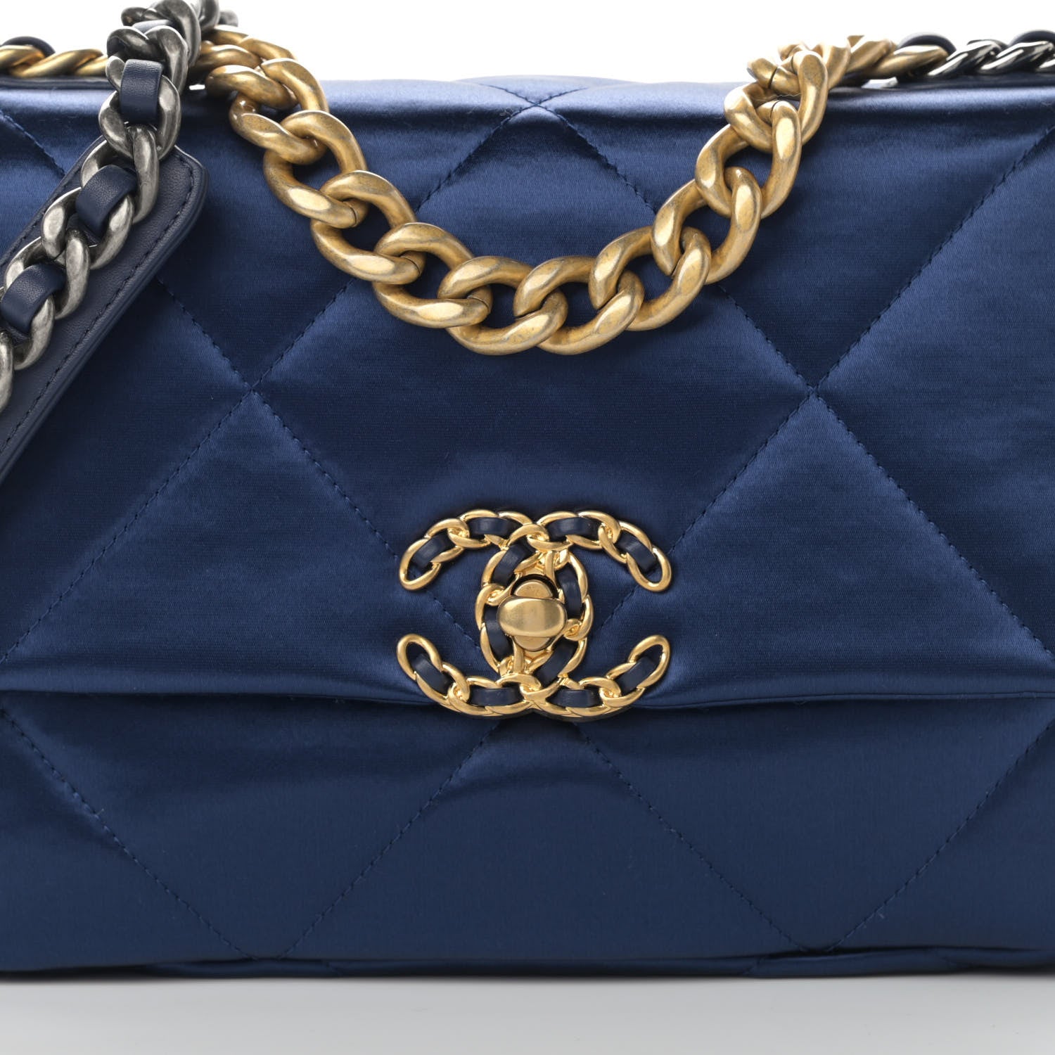 Chanel Satin Quilted Medium Chanel 19 Flap Blue 8 of 11