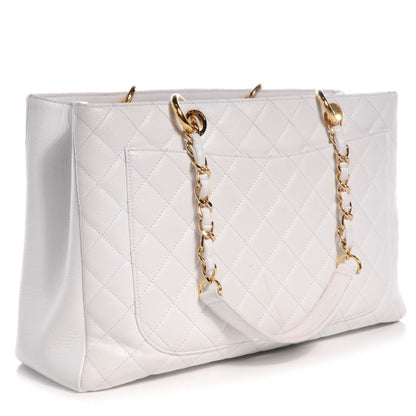Chanel Caviar Quilted XL Grand Shopping Tote GST White 3 of 8