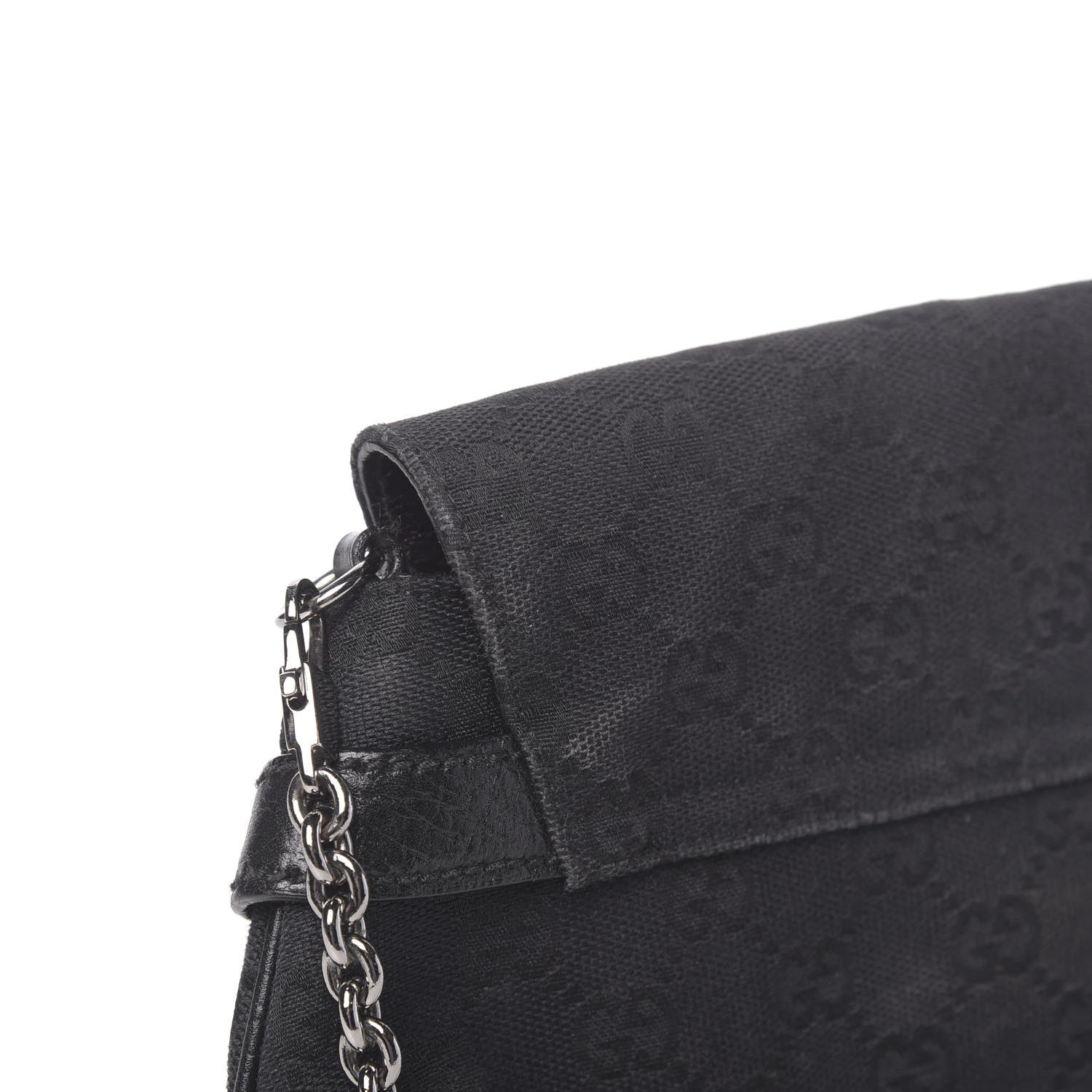 Gucci Monogram Horsebit Chain Clutch Black 10 of 13