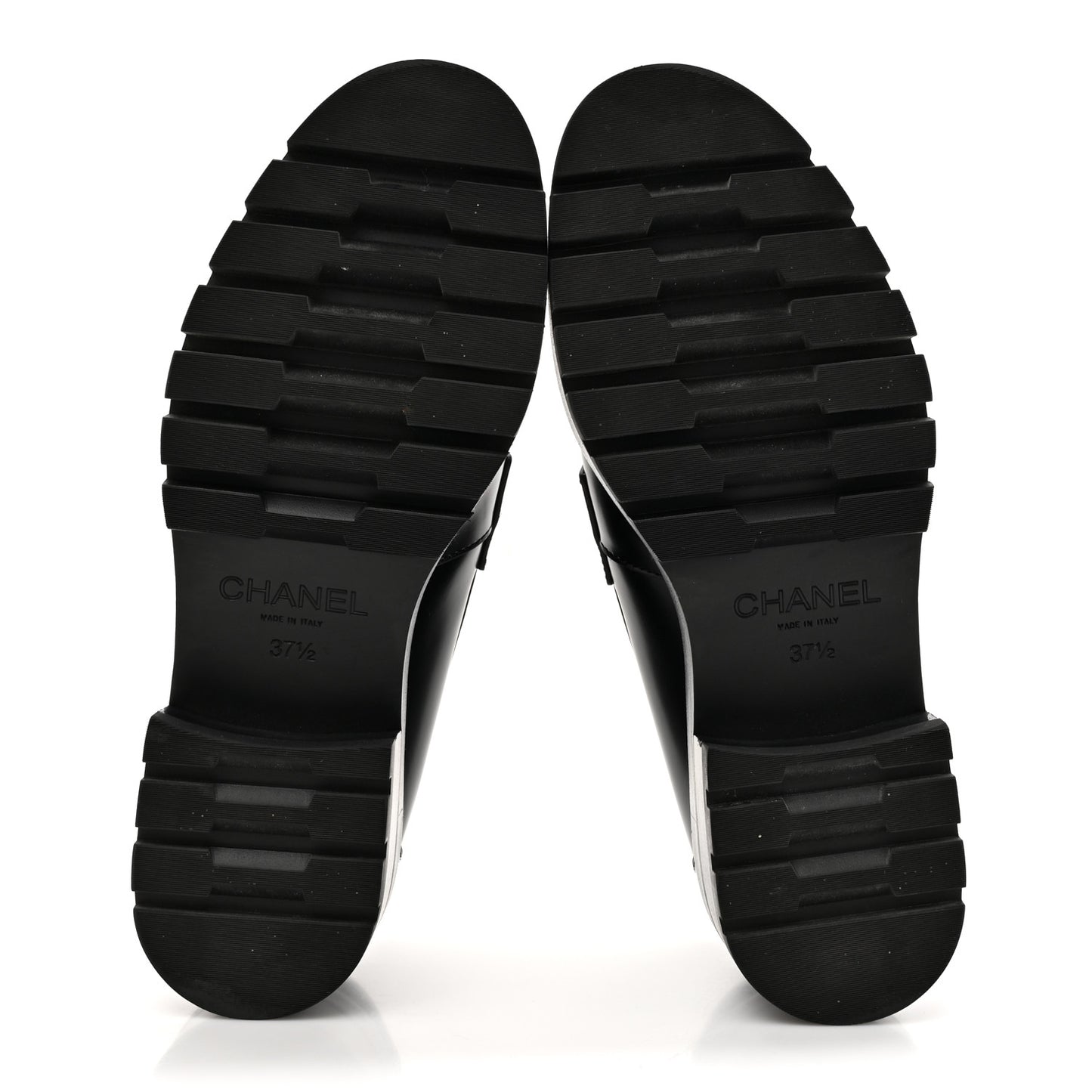 Calfskin Metal CC Loafers 37.5 Black