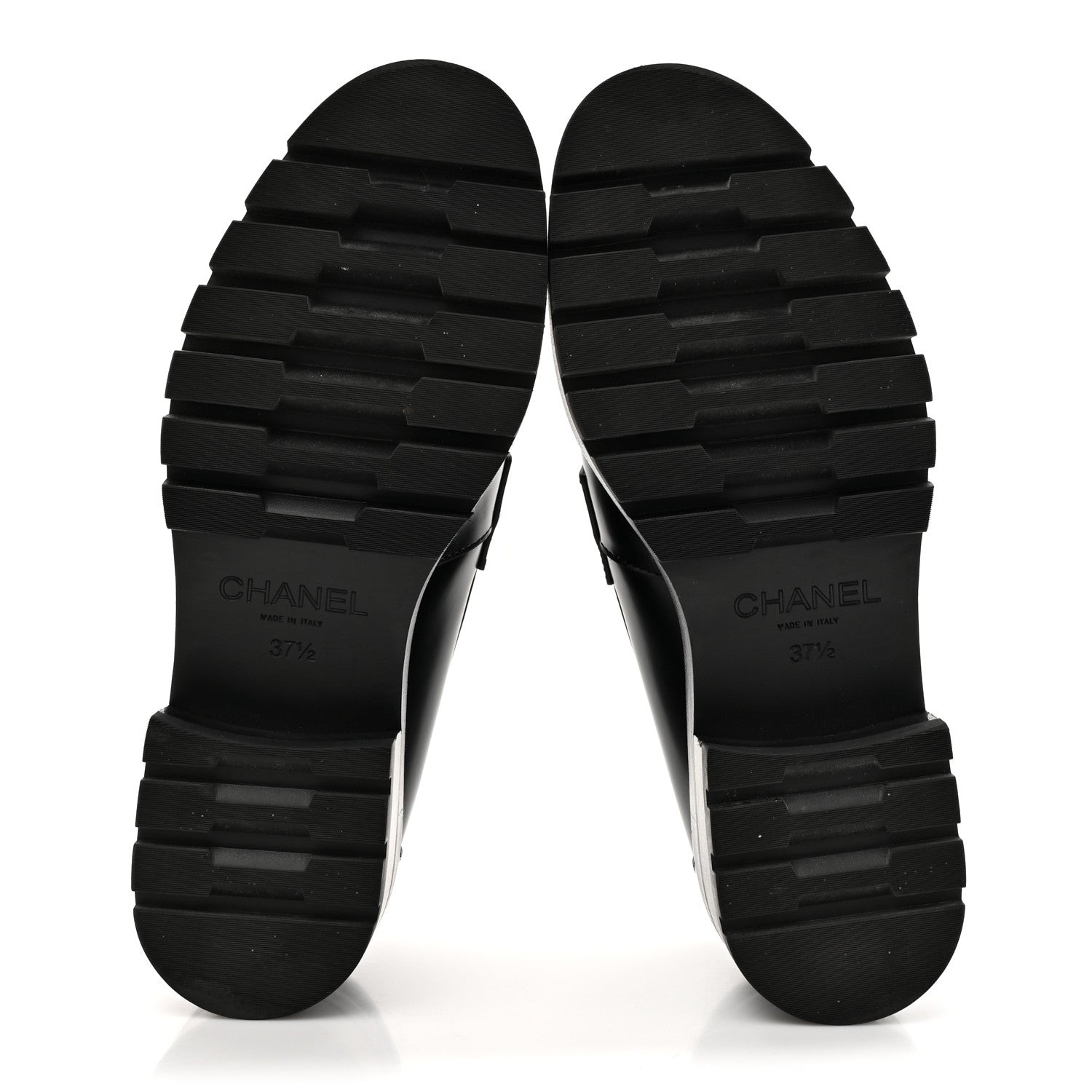 Chanel Calfskin Metal CC Loafers 37.5 Black 6 of 9