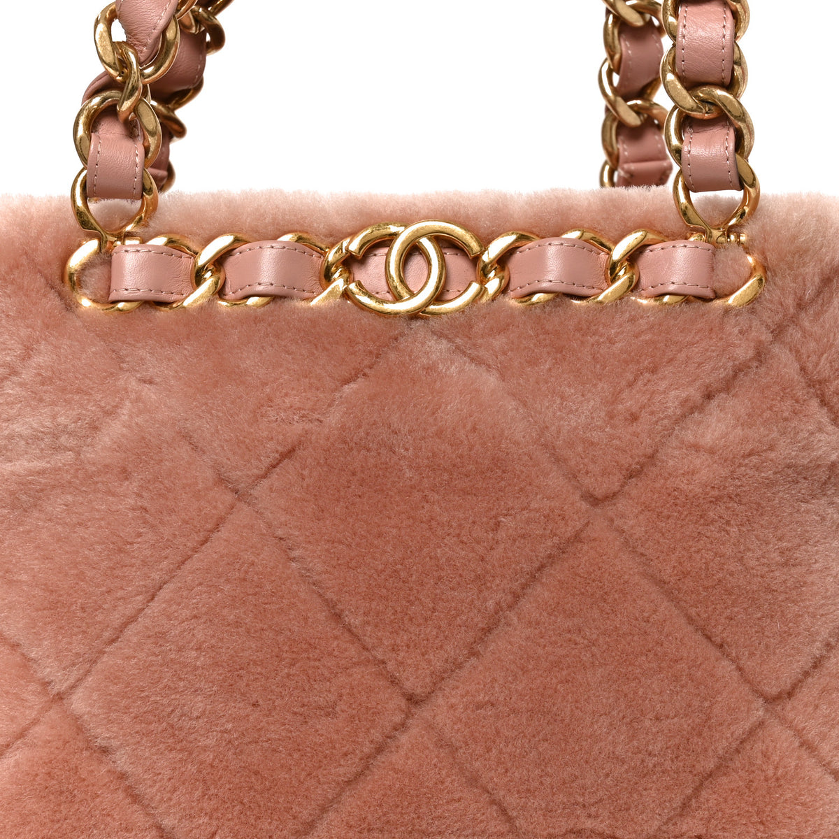 Chanel Shearling Lambskin Chain Shoulder Bag Pink 8 of 10