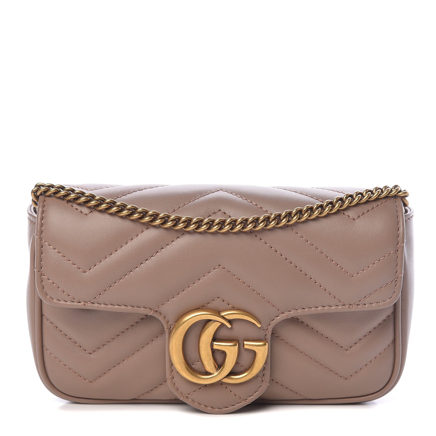 Calfskin Matelasse Super Mini GG Marmont Shoulder Bag Porcelain Rose