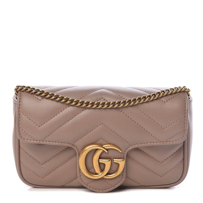 Gucci Calfskin Matelasse Super Mini GG Marmont Shoulder Bag Porcelain Rose 1 of 13