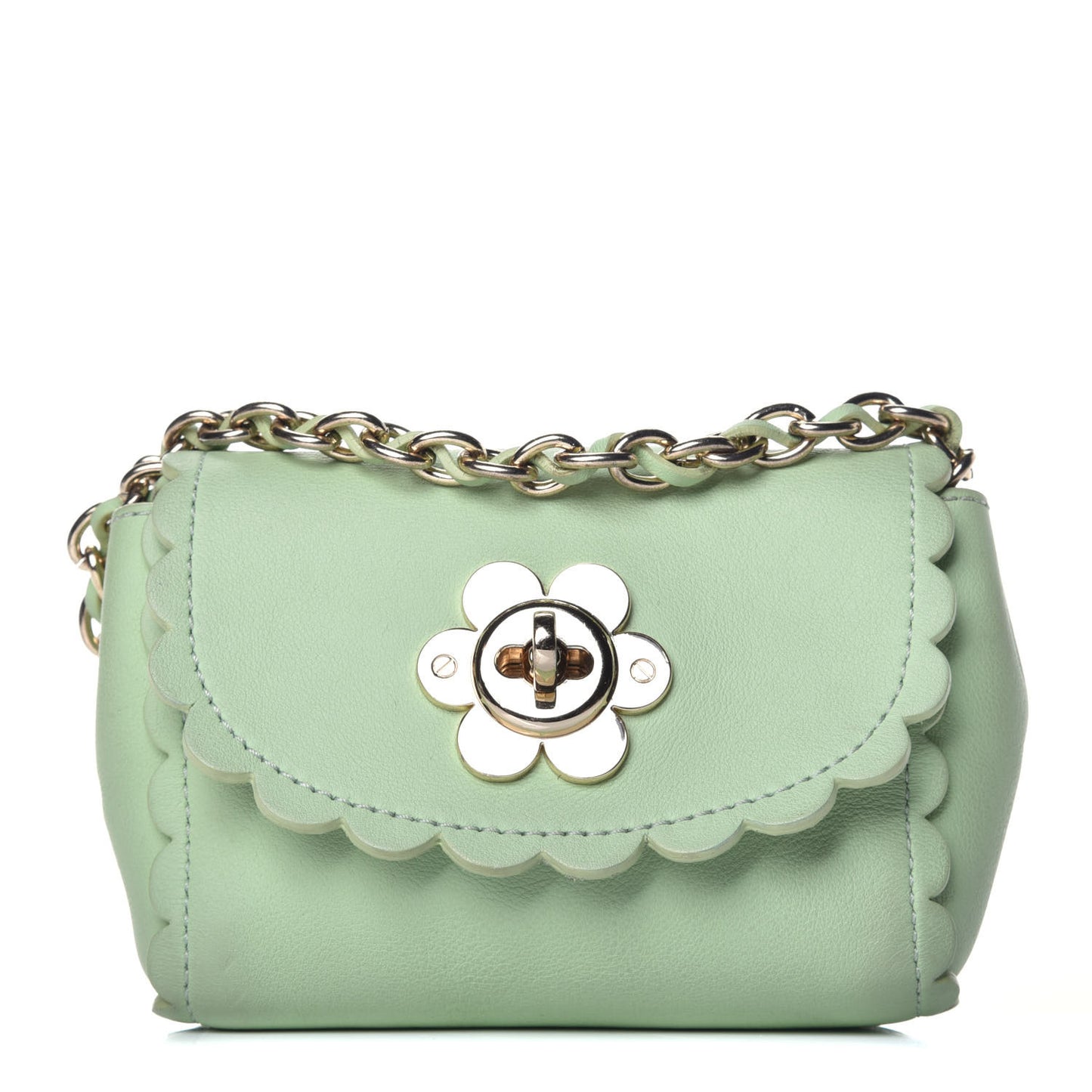 Soft Matte Pebbled Flower Lock Crossbody Bag Green
