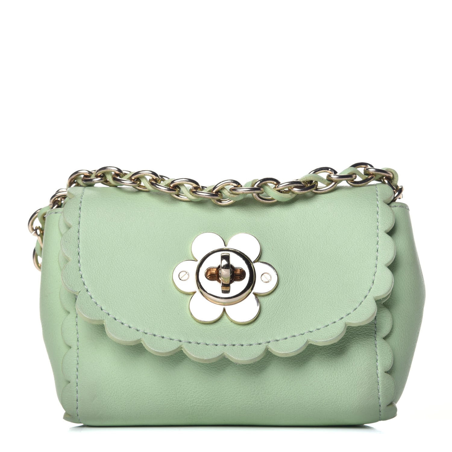 Mulberry Soft Matte Pebbled Flower Lock Crossbody Bag Green 1 of 8