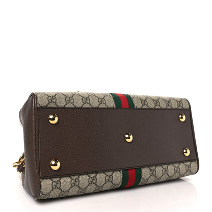 Gucci GG Supreme Monogram Textured Dollar Calfskin Web Medium Ophidia Top Handle Bowler Bag Beige Ebony New Acero 4 of 10
