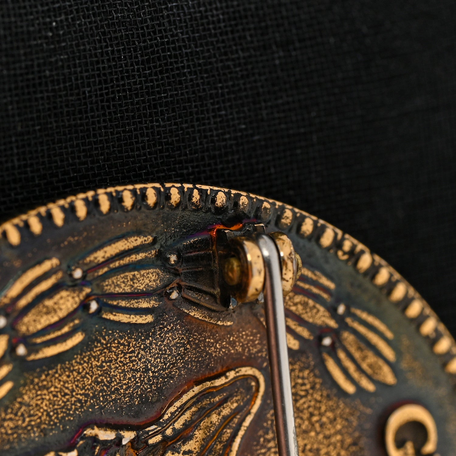 Gucci Metal Crystal Bead Feline Head Brooch 6 of 6