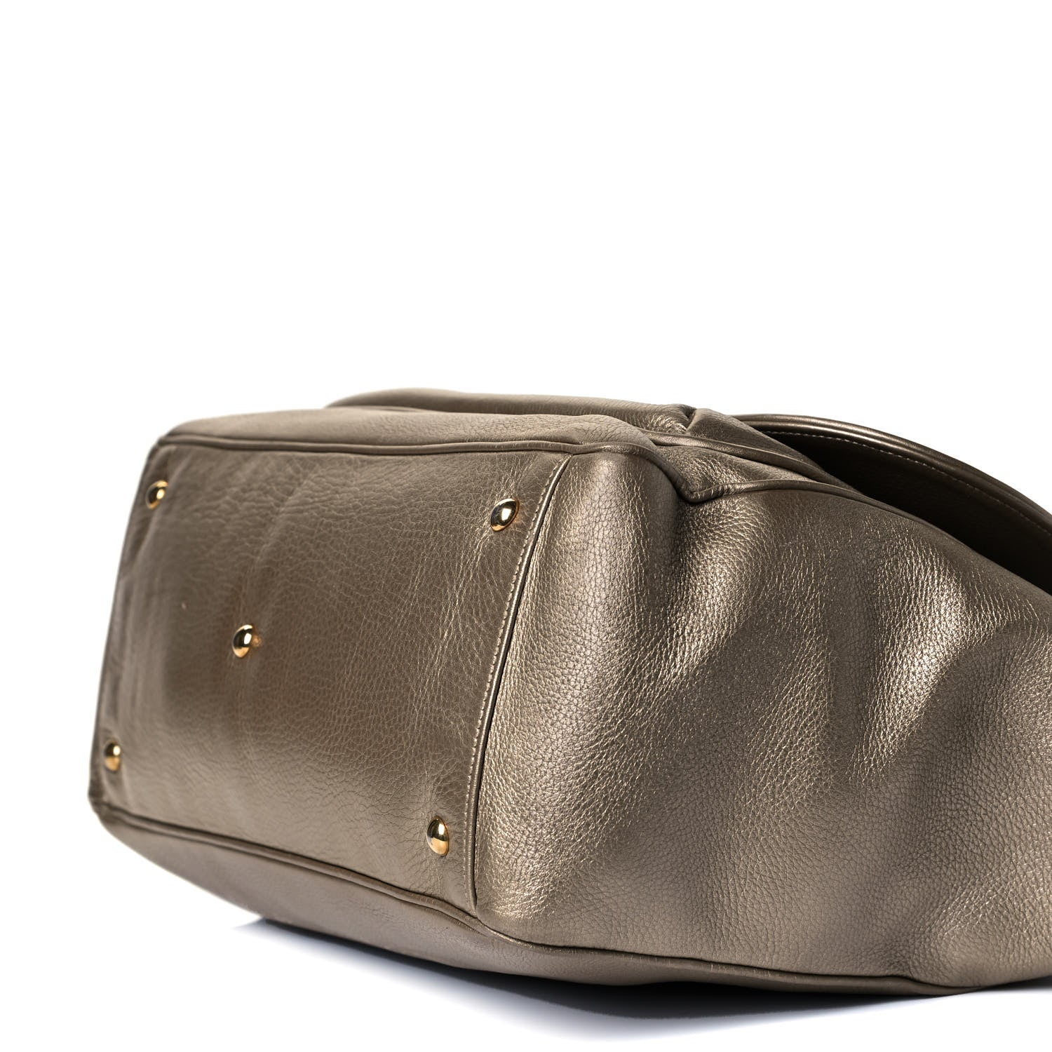 Gucci Metallic Pebbled Calfskin Medium 1973 Top Handle Satchel Golden Beige 11 of 20