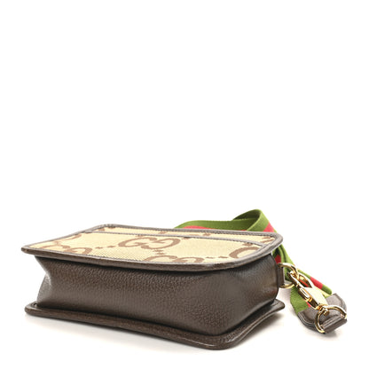 Gucci Monogram Jumbo GG Textured Dollar Calfskin Web Mini Crossbody Bag Camel Ebony New Acero 10 of 10