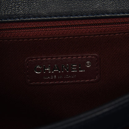 Chanel Goatskin Quilted Medium Perfect Edge Flap Navy Blue 6 of 8