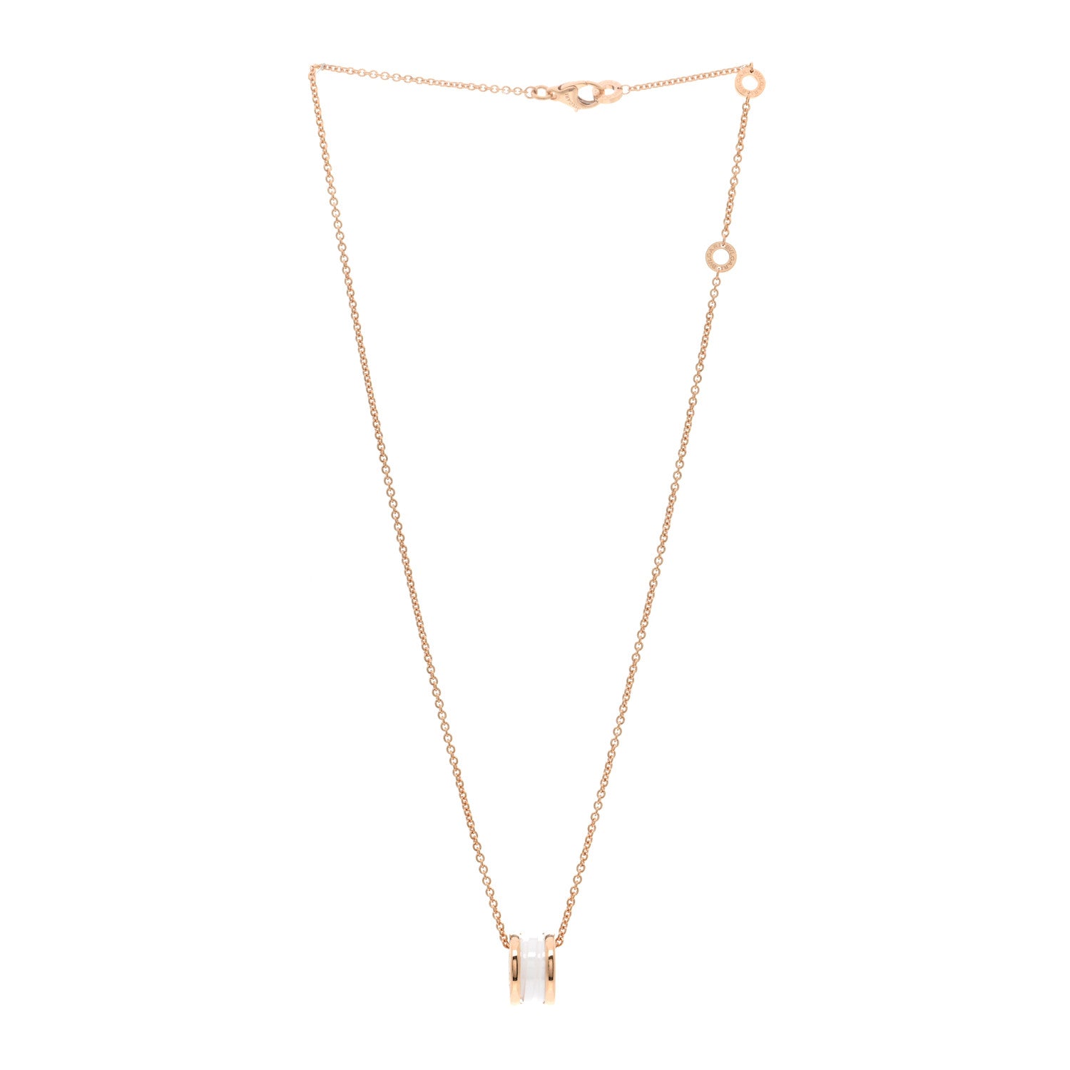 Bulgari 18K Rose Gold White Ceramic B.Zero1 Pendant Necklace 3 of 4