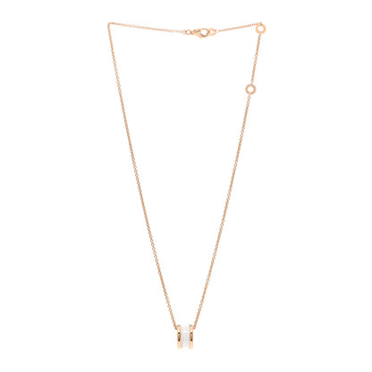 Bulgari 18K Rose Gold White Ceramic B.Zero1 Pendant Necklace 3 of 4