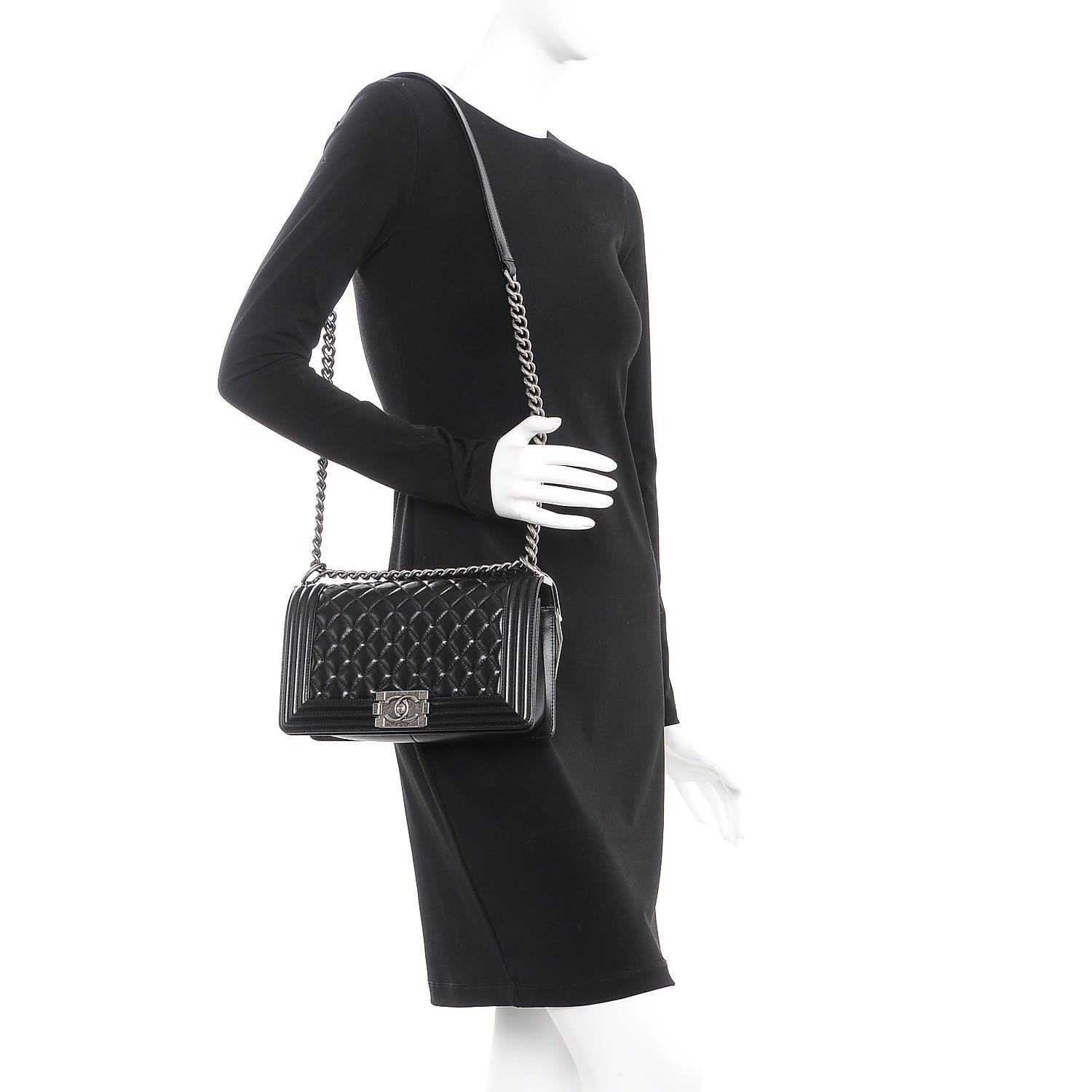 Chanel Lambskin Quilted Medium Boy Flap Black 2 of 8
