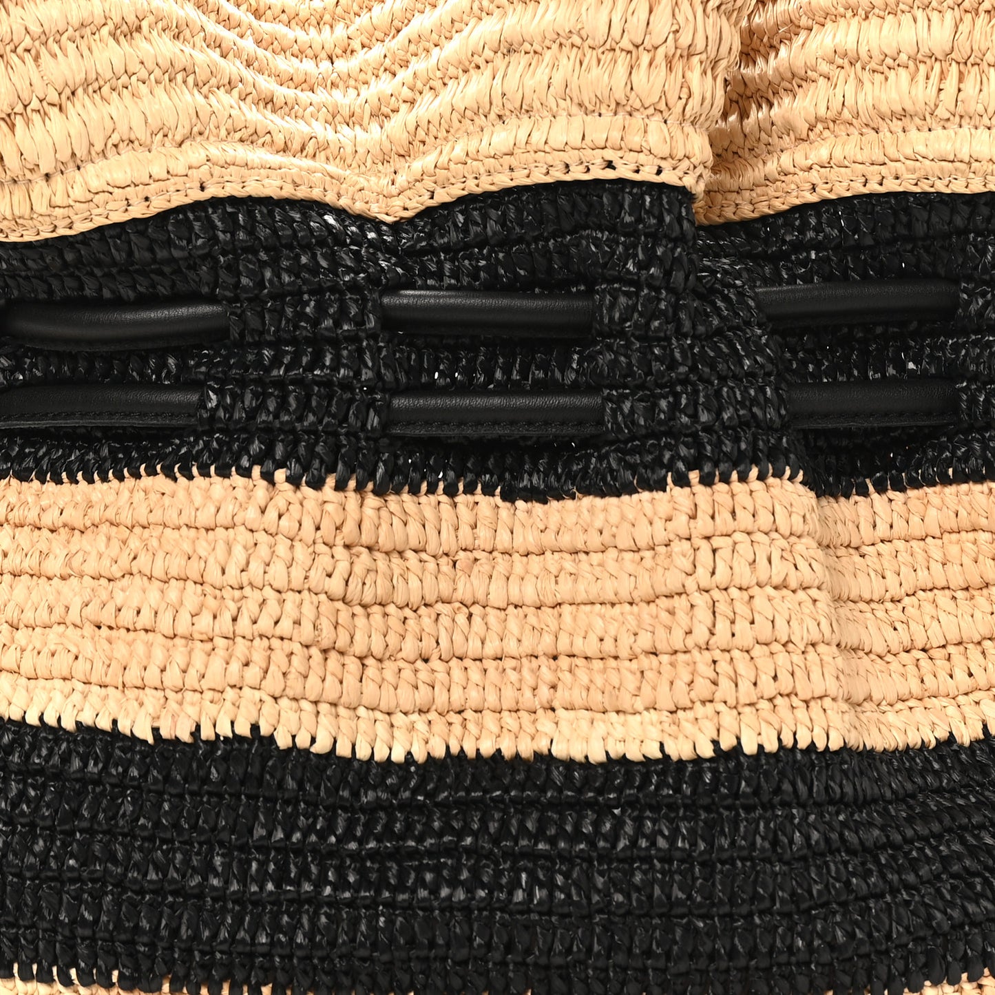 Raffia Striped Flamenco Knot Clutch Black Natural