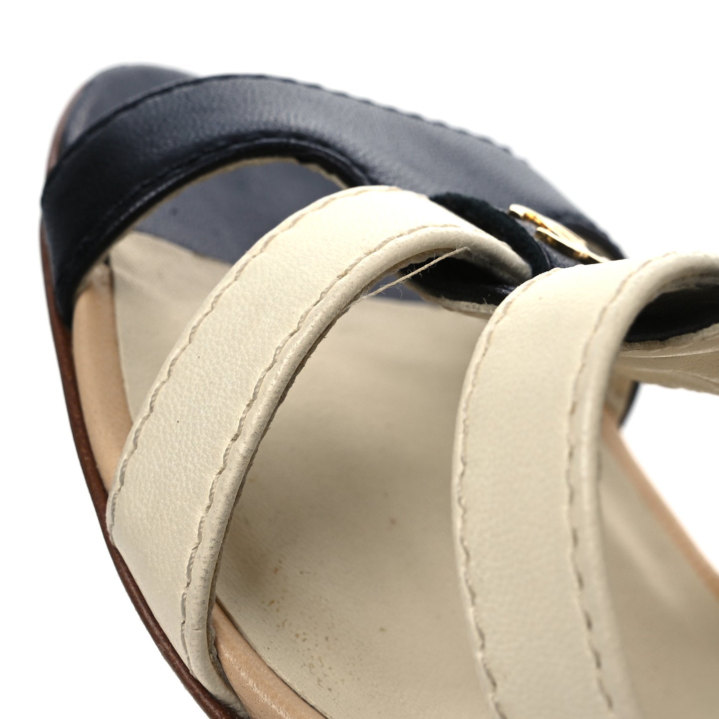 Lambskin Gladiator Sandals 36 Beige White Black