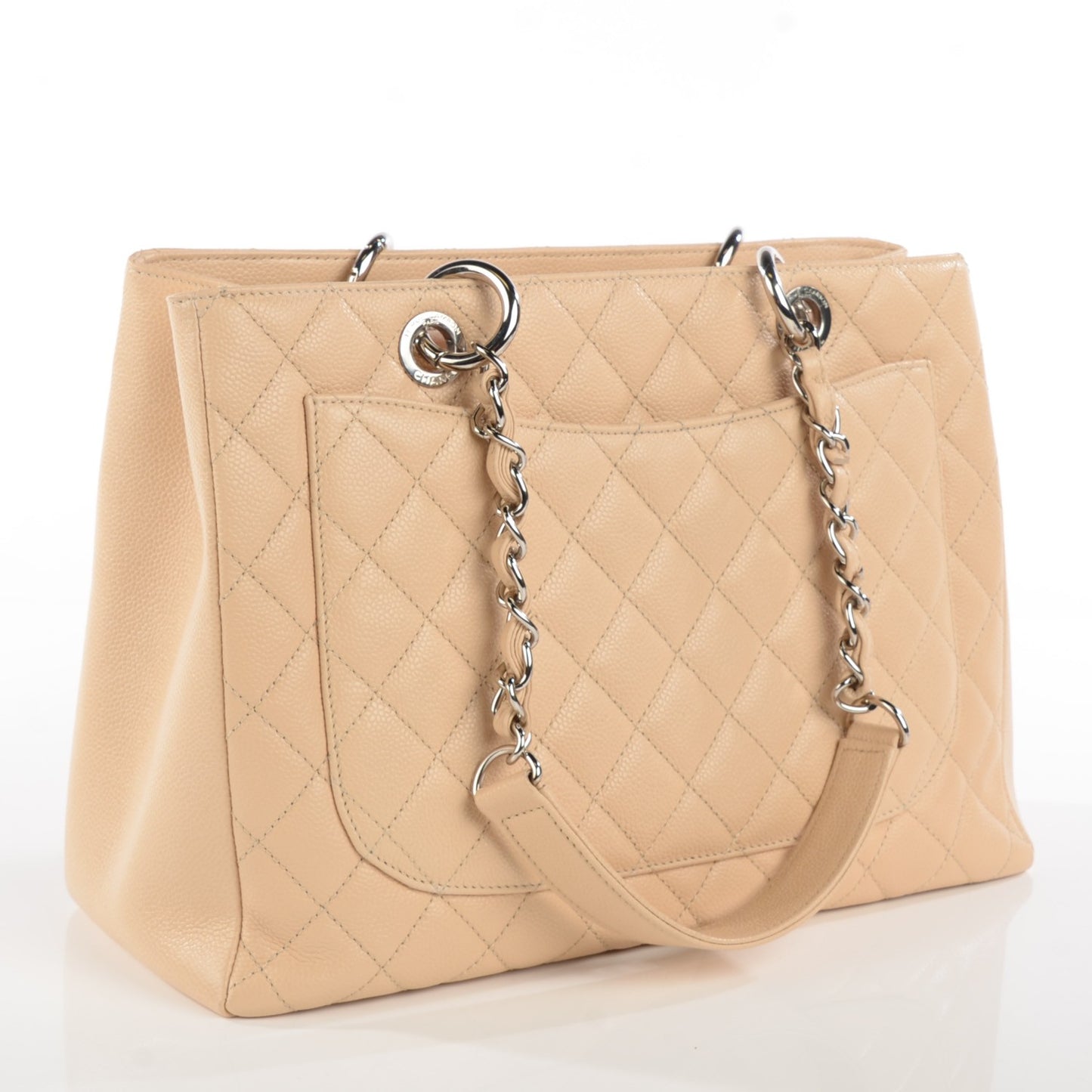 Caviar Quilted Grand Shopping Tote GST Beige Clair