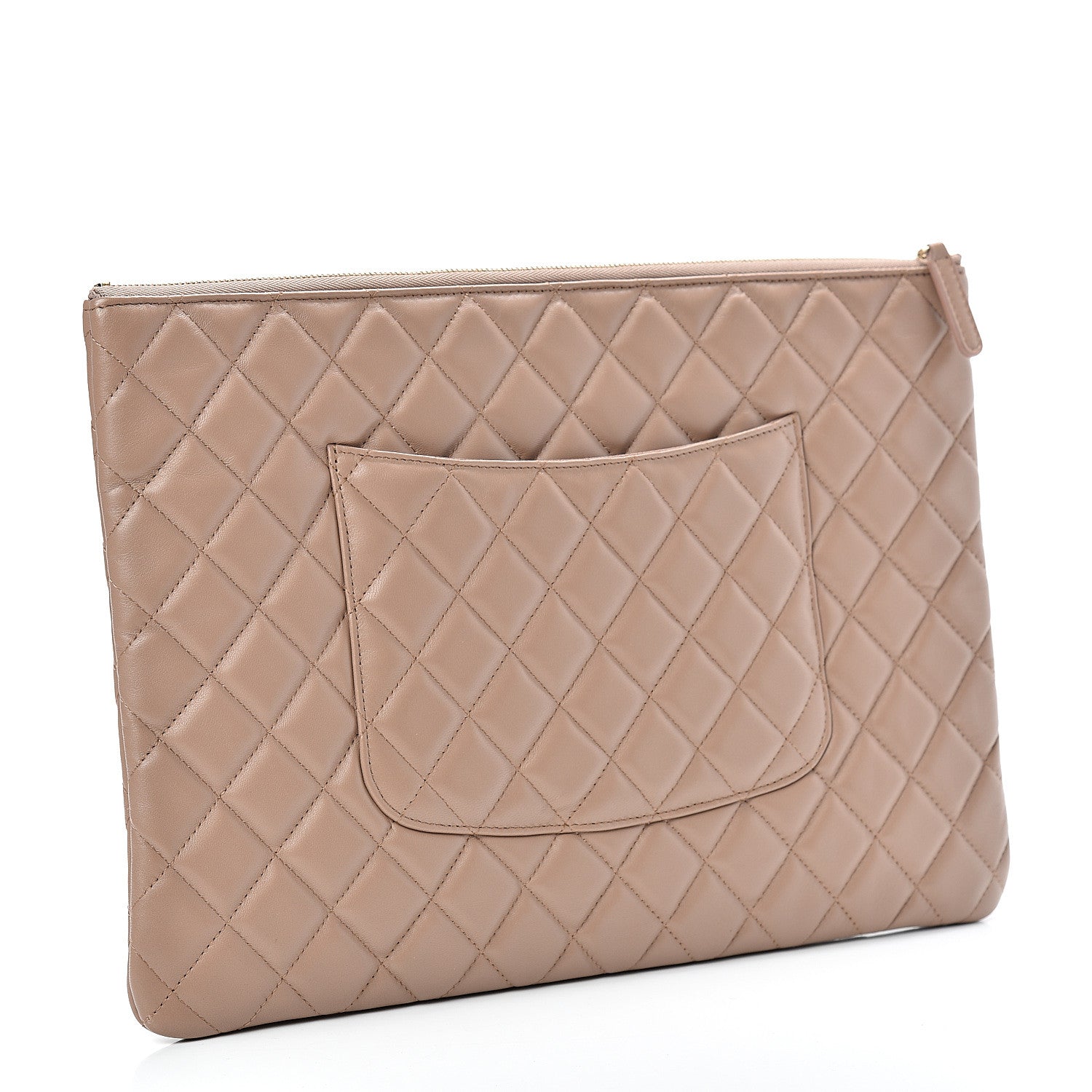 Chanel Lambskin Quilted Large Cosmetic Case Beige 2 of 7